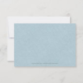 Blue Linen Simple Black Script Weddenschap Details Kaart (Achterkant)