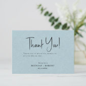 Blue linen Simple Script Welcome Harting Card Bedankkaart (Staand voorkant)