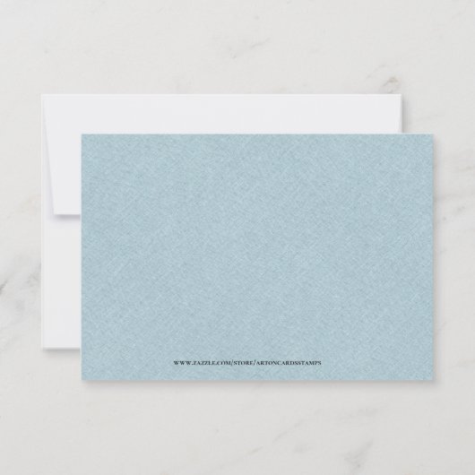 Blue linen Simple Script Welcome Harting Card Bedankkaart (Achterkant)