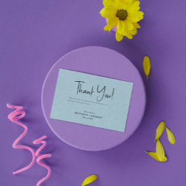 Blue linen Simple Script Welcome Harting Card Bedankkaart