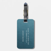 Blue Linen Texture Personalized Organic look Bagagelabel (Achterkant verticaal)