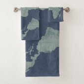 Blue Linen-Wereldkaart Bad Handdoek (Insitu)