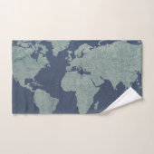 Blue Linen-Wereldkaart Bad Handdoek (Handdoek)