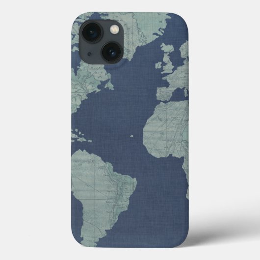 Blue Linen-Wereldkaart Case-Mate iPhone Case (Achterkant)