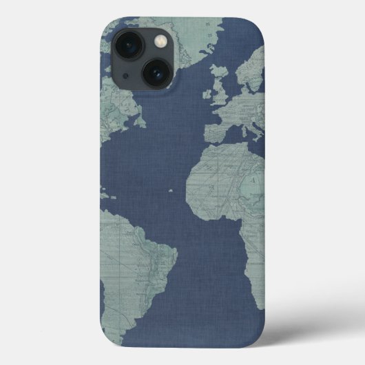 Blue Linen-Wereldkaart Case-Mate iPhone Case (Achterkant)