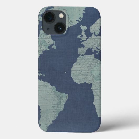 Blue Linen-Wereldkaart Case-Mate iPhone Case (Achterkant)