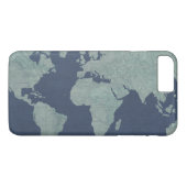 Blue Linen-Wereldkaart Case-Mate iPhone Case (Achterkant (Horizontaal))