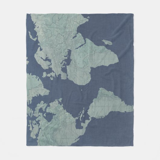 Blue Linen-Wereldkaart Fleece Deken (Voorkant)