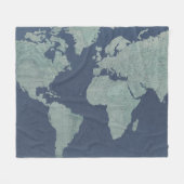 Blue Linen-Wereldkaart Fleece Deken (Voorkant (Horizontaal))