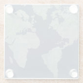 Blue Linen-Wereldkaart Glazen Onderzetter (Achterkant)