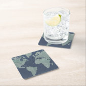Blue Linen-Wereldkaart Kartonnen Onderzetters (Insitu)