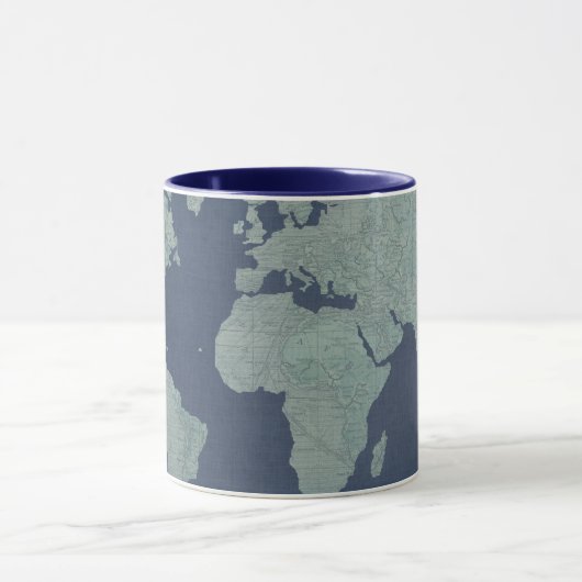 Blue Linen-Wereldkaart Mok (Midden)