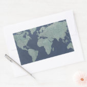 Blue Linen-Wereldkaart Rechthoekige Sticker (Envelop)