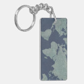 Blue Linen-Wereldkaart Sleutelhanger (Voorkant Links)