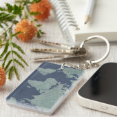 Blue Linen-Wereldkaart Sleutelhanger (Voorkant Rechts)