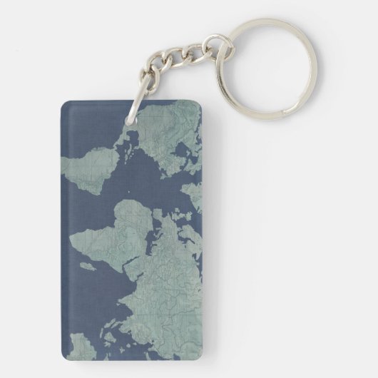 Blue Linen-Wereldkaart Sleutelhanger (achterkant)