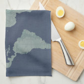 Blue Linen-Wereldkaart Theedoek (Quarter Fold)