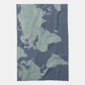 Blue Linen-Wereldkaart Theedoek (Verticaal)