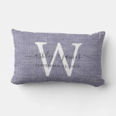Blue Linen White Monogram Wedding Keepomwille Kussen (Achterkant)