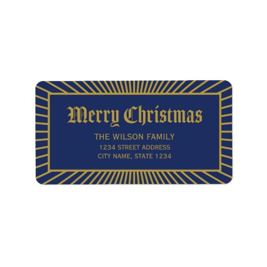 Blue Lines Decorative Merry-kerstadres Etiket (Voorkant)