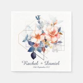 Blue Lines&Flowers: Wedding Napkins Servet