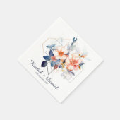 Blue Lines&Flowers: Wedding Napkins Servet (Hoek)