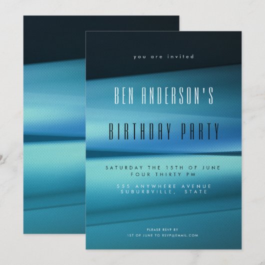 Blue Lines Modern professioneel Mannen verjaardags Kaart (Voorkant / Achterkant)