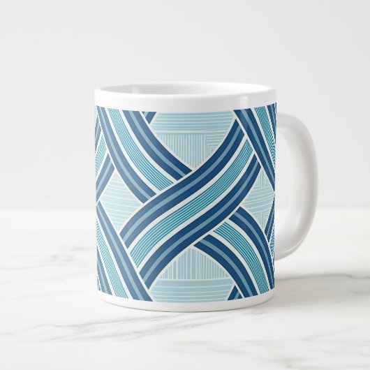 Blue Lines Pattern Grote Koffiekop (Voorkant rechts)