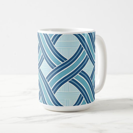 Blue Lines Pattern Koffiemok (Voorkant rechts)