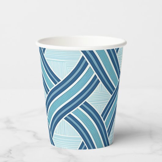 Blue Lines Pattern Papieren Bekers (Achterkant)