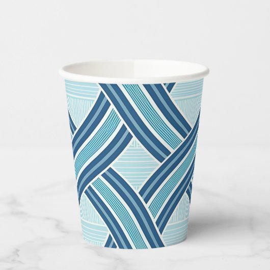Blue Lines Pattern Papieren Bekers (Links)