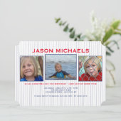 Blue Lines Photo Invitation Kaart (Staand voorkant)