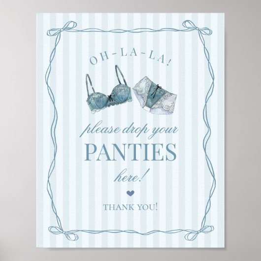 Blue Lingerie Bachelorette Panties Please Sign Poster (Voorkant)
