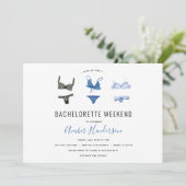 Blue Lingerie Bachelorette Uitnodiging voor reisro (Staand voorkant)