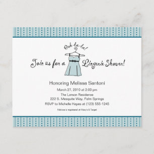 Blue Lingerie Bridal Shower Invitation Kaart
