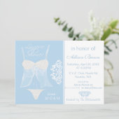 Blue Lingerie Shower Bachelorette Party Invitation Kaart (Staand voorkant)