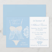 Blue Lingerie Shower Bachelorette Party Invitation Kaart (Voorkant / Achterkant)