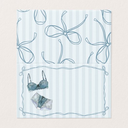 Blue Lingerie Shower Bow Place Card Table Decor Kaart (Buitenkant ongevouwen)