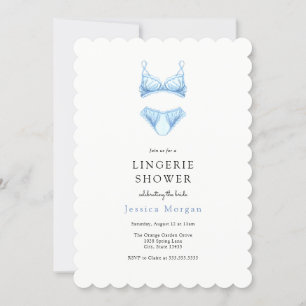 Blue Lingerie Shower-uitnodiging Kaart