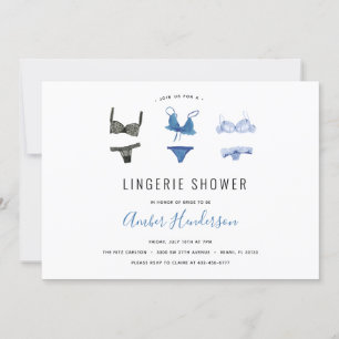 Blue Lingerie Shower-uitnodiging Kaart