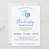 Blue Linked Hearts Family Reunion Sjabloon Kaart (Voorkant)