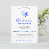 Blue Linked Hearts Family Reunion Sjabloon Kaart (Staand voorkant)