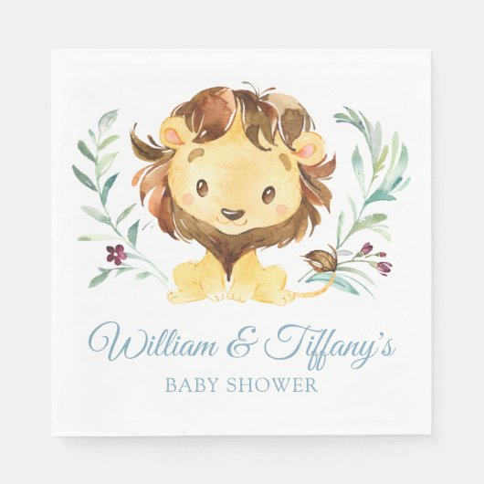 Blue Lion Baby shower voor Boy Servet (Voorkant)