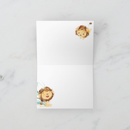 Blue Lion Boy's Baby shower Dank u Bedankkaart (Binnen)