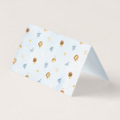 Blue Lion Boy's Baby shower Verjaardagstabel numme Kaart (Achterkant)