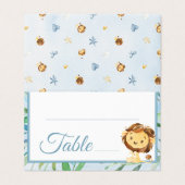 Blue Lion Boy's Baby shower Verjaardagstabel numme Kaart (Buitenkant ongevouwen)