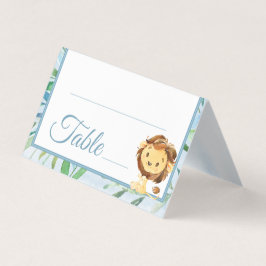 Blue Lion Boy's Baby shower Verjaardagstabel numme Kaart