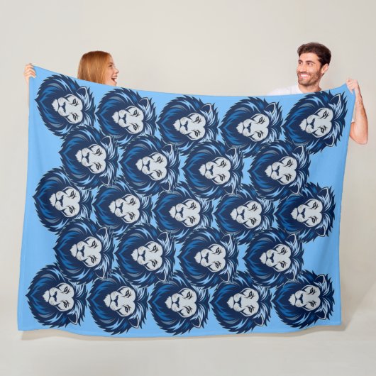 Blue Lion emoticon Fleece Deken (In situ)