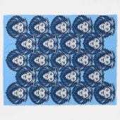 Blue Lion emoticon Fleece Deken (Voorkant (Horizontaal))