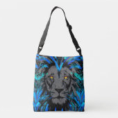 Blue Lion Head - Lion Artwork - Grote katten in he Crossbody Tas (Achterkant)